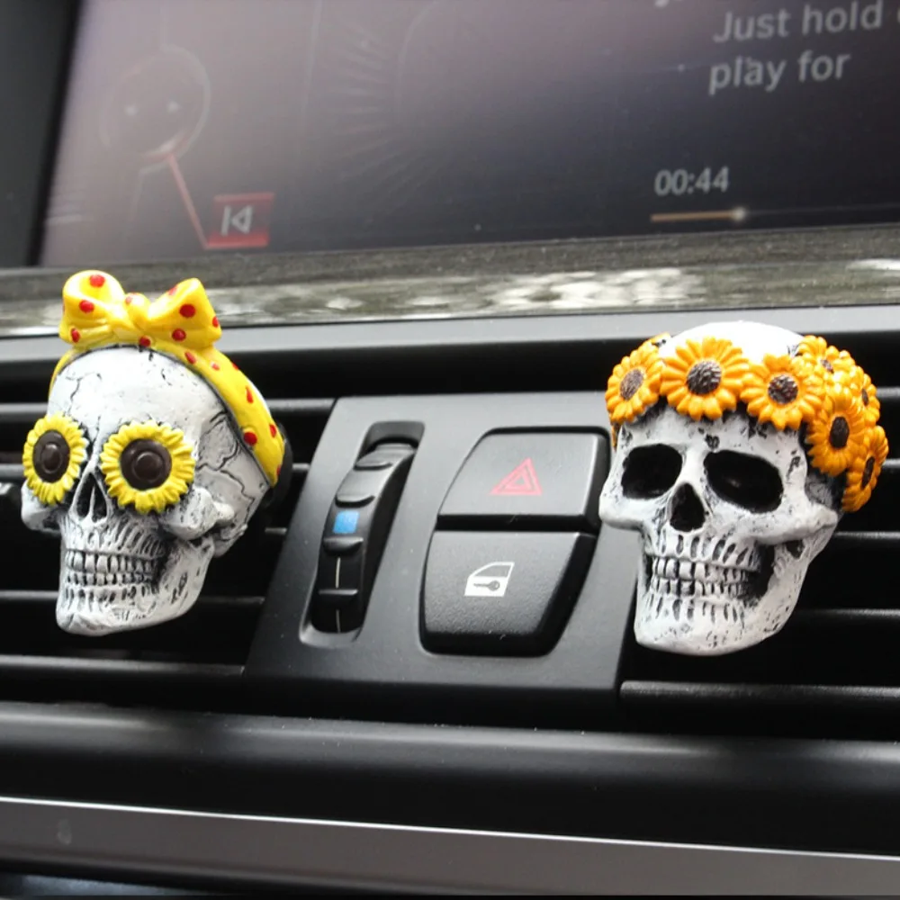 Auto Parfüm Auto Lufter frischer Entlüftung sclip Auto Geruch Diffusor Knochen Schädel Geist Duft Halloween Ornament Dekoration Image