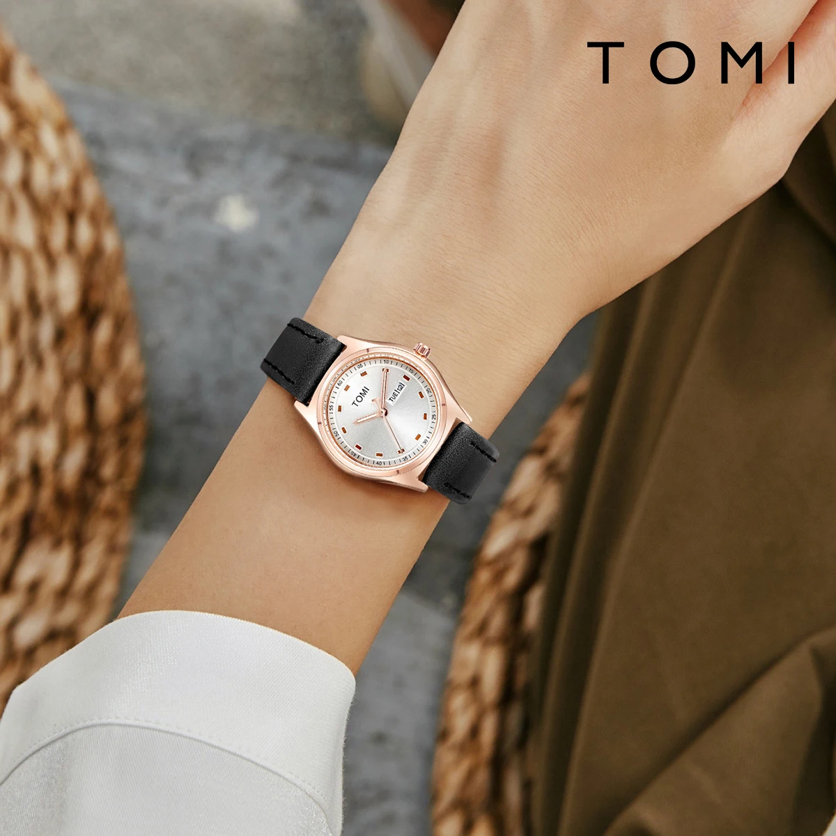 TOMI Luxus Damenuhr Einfache und modische Business Damen Quarzuhr Leder Casual Quarzuhr Uhr Geschenk Image