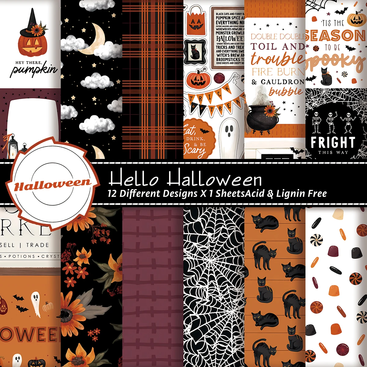 12 Blatt große Retro Vintage Hallo Halloween Themen Tagebuch Tagebuch Material Papier für Kunst handwerk, Scrap booking,DIY-Projekt