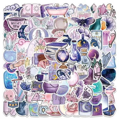 50/100 stücke Cartoon Kunst magische Hexe Mond Kristall niedlichen Aufkleber ästhetischen Image