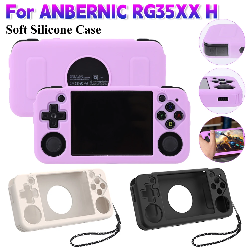 Silikon hülle für anbernic rg35xx h Spiele konsolen schutz stoß feste Schutzhülle weiche Silikon hülle Haut mit Lanyard Image