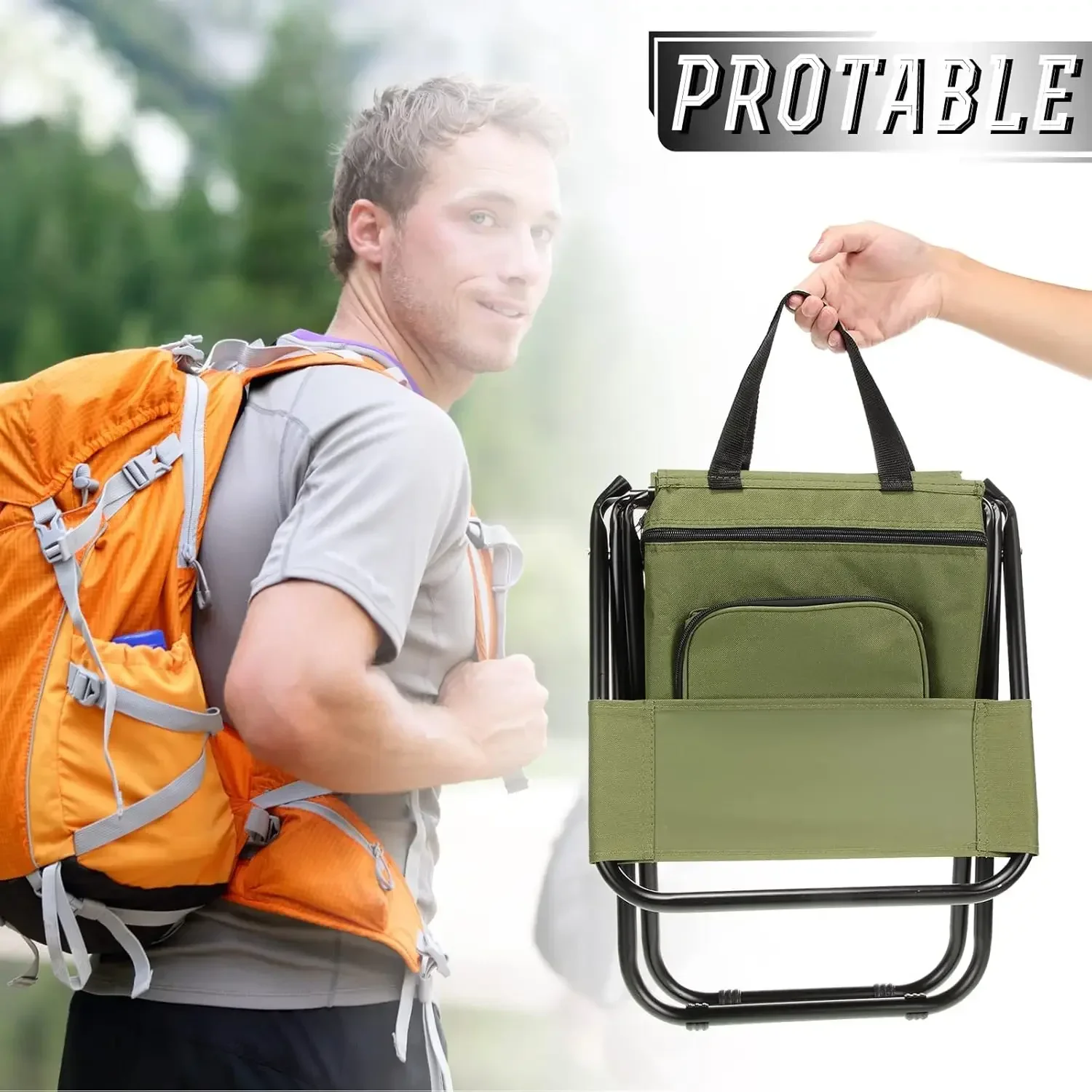 Tragbarer klappbarer monds tuhl rückenlehne leichter klappstuhl im freien mit kühltasche camping campings tuhl strand fischs tuhl