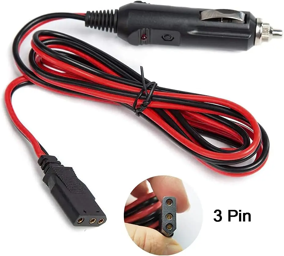Cb netz kabel 3 pin stecker Cable-12V zigaretten anzünder stecker heavy duty 2 draht 16 meter mit 3 pin buchse für cb ham radios (1 ciga Image