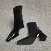 FHC 2024 Neue Stiefeletten mit quadratischer Zehenpartie, Damen-Stiefel mit seltsamen High Heels, modische Winterschuhe, Stiefeletten, Größe 35–40, Schwarz, Direktversand