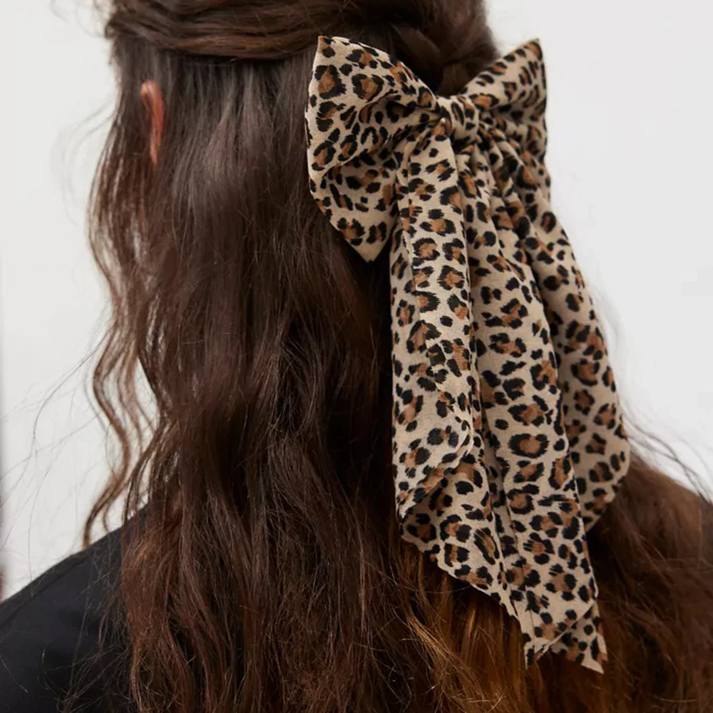 Leopardenmuster Streamer Frühling Clip Haarspangen Frauen Französisch Schleife Haarspangen Strand Urlaub Styling Haarnadel Haarspange Kopfbedeckung Image