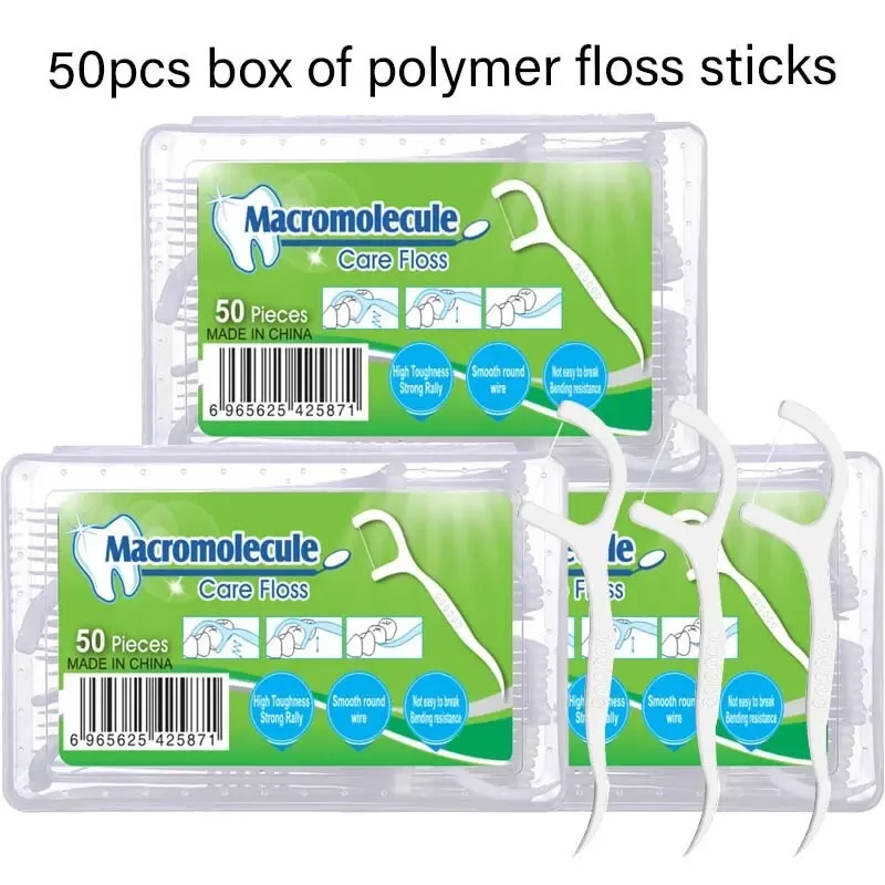50/100/200 stücke Polymer Zahnseide Stick Hochfeste Zahnseide Mundpflege Zahnseide Stick Einweg Zahnstocher Dental Liefert Ultra-feine Zahnseide Image