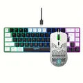 La migliore vendita combinata con tastiera e mouse da gioco, mouse leggero con cavo a nido d'ape, set da gioco con sensazione meccanica retroilluminata RGB per laptop