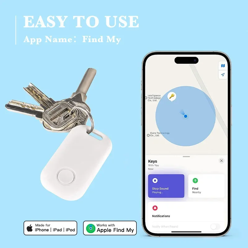 Für ios finde meine app mini gps tracker bluetooth-kompatibler itag global position ierungs finder anti-lost key locator smart itag wallet Image