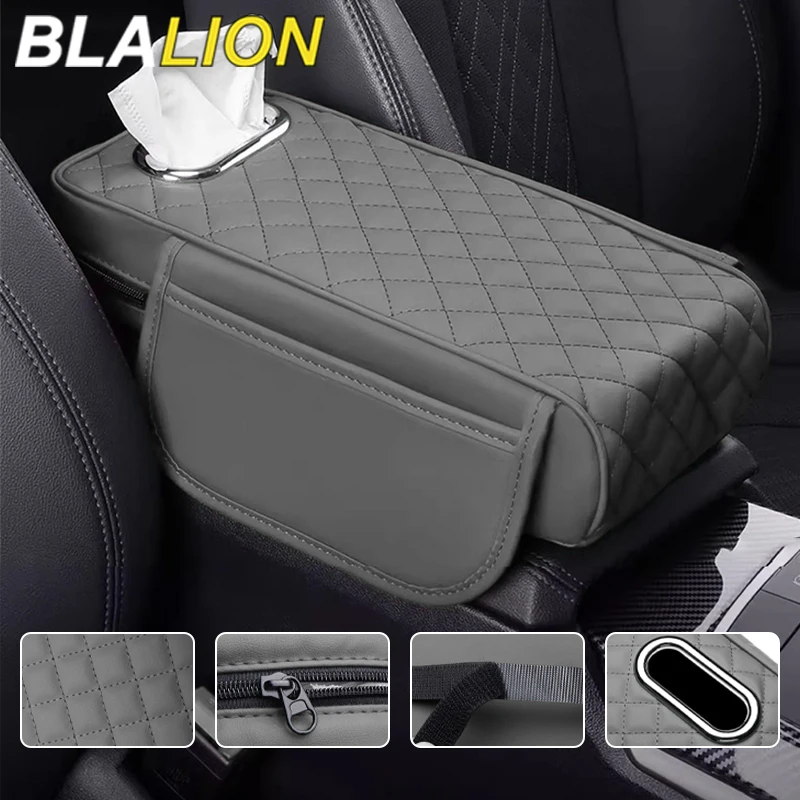 BLALION Auto Armlehne Abdeckung PU Leder Mit Tissue Lagerung Memory Foam Höhe Pad Auto Center Armlehne Schutzhülle Kissen Unterstützung Image