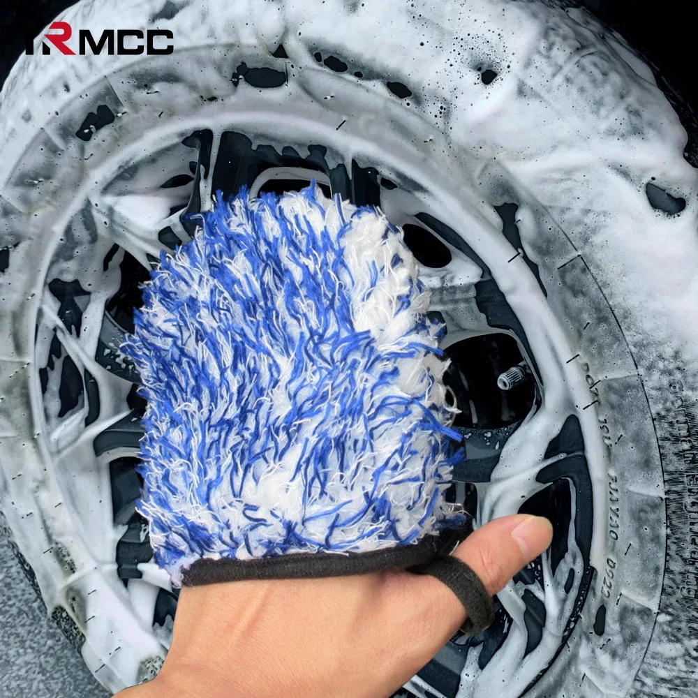 1 Stück Auto Detail lierung Taschen handschuh Auto Reinigungs werkzeuge Handschuhe Auto Detail lierung weiches langes Haar Mikro faser Wasch handschuh für Autozubehör Image