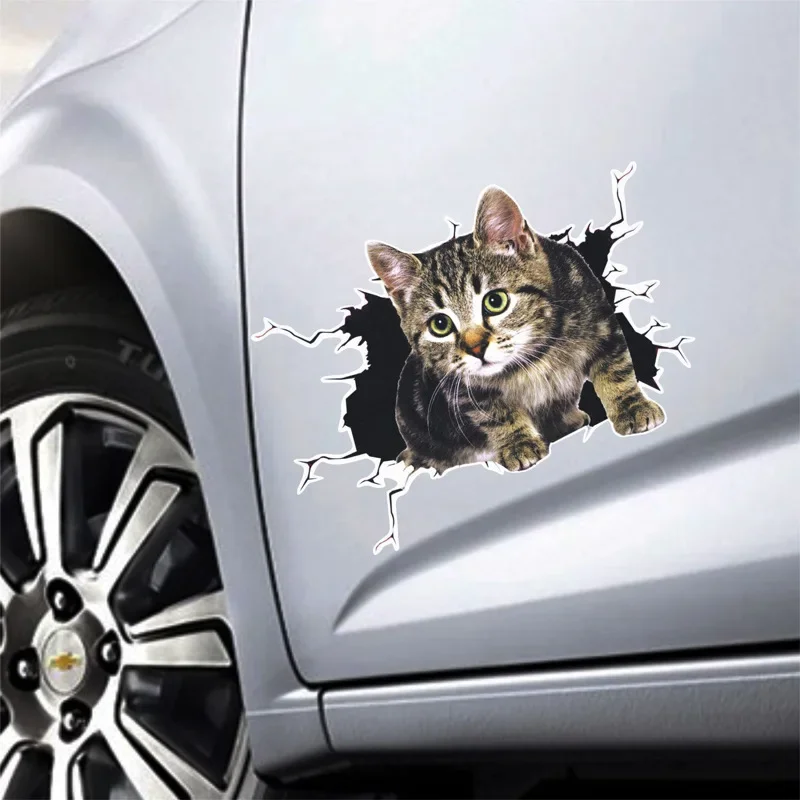 3D-Simulation von niedlichen Katzen spähender Spähen-Autoaufkleber, kreativer, lustiger Vinyl-Aufkleber, wasserdicht, Auto-Dekoration, Zubehör Image