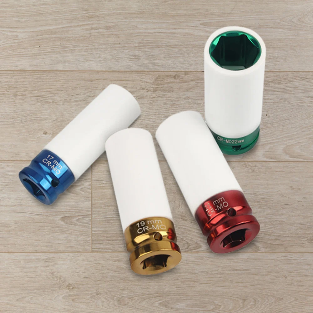 17/19/21/22mm Sechs kant buchsen bunte Hülse Reifens chutz hülse Wand tiefe Schlag mutter Buchse Leichtmetall rad Pneumatik schlüssel Reifen Image