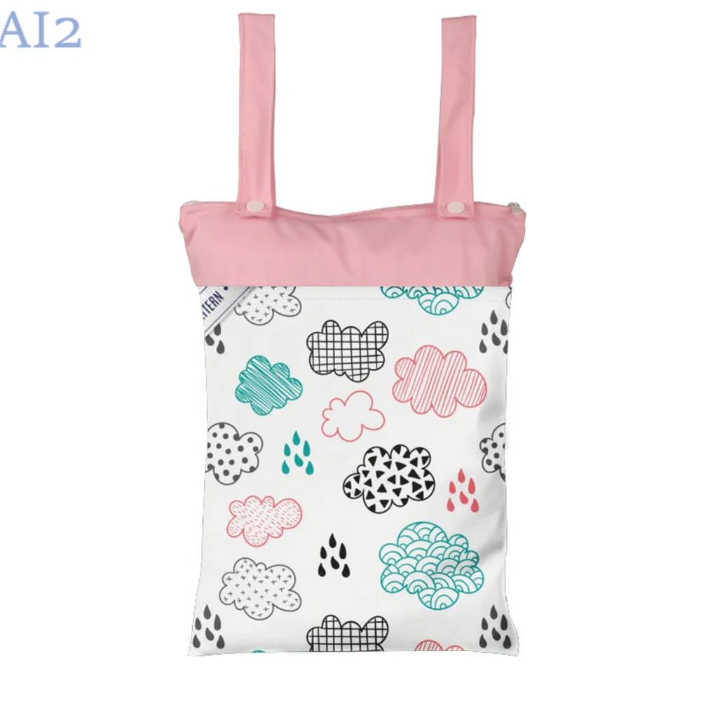 25 x35cm Aufbewahrung tasche Doppel griff zwei Reiß verschluss taschen Baby wasch bare Stoff windeln nass Packs ack Outdoor Kinderwagen Trage tasche neu