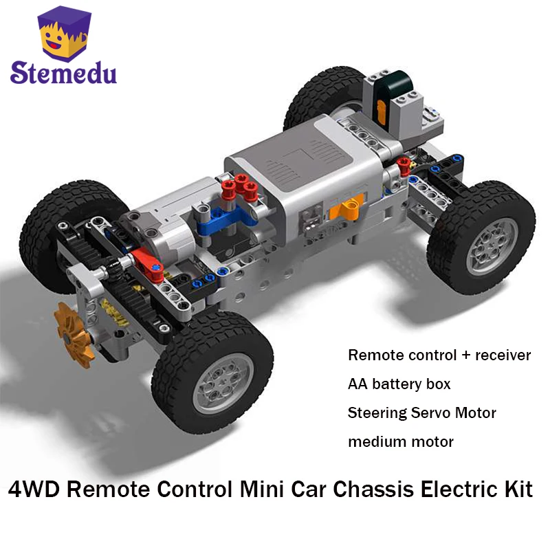 4WD Allradantrieb Auto kompatibel mit großen elektrischen Fernbedienung Auto Modell Motor Motor Moc Differential getriebe Baustein Spielzeug Image