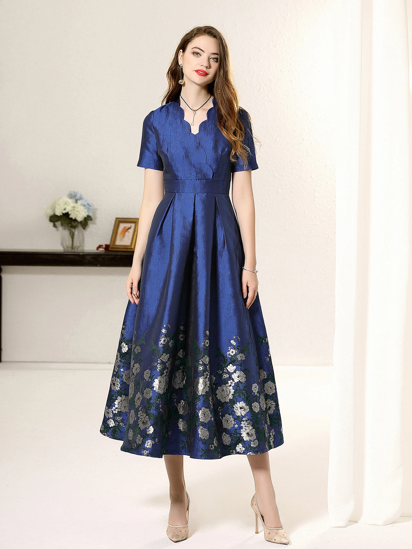Sommer Jacquard Kleid lässig Luxus Frauen lange Maxi kleid für Mädchen elegante Abend party Urlaub Kleider Mode Blumen kleidung