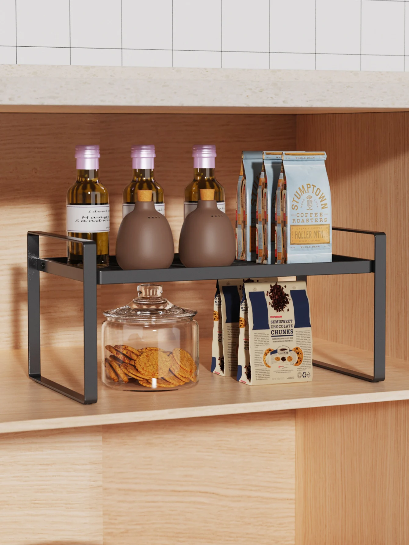 Schwarzer Schrank Lager regal Organizer Rack für Küche Bad Speisekammer Gewürz schrank Kaffee Arbeits platte Home Office Schreibtisch