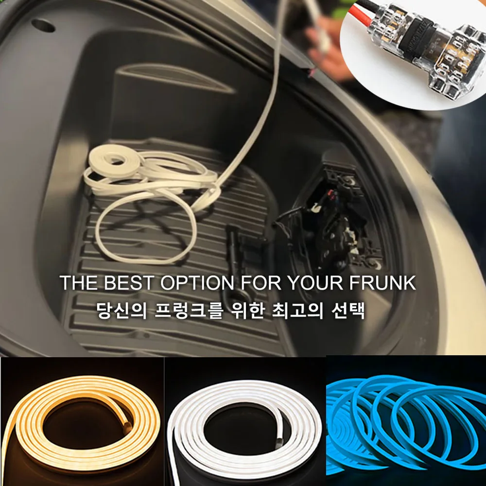 LED-Lichtleiste für den vorderen Kofferraum des Autos, einfach zu installieren, flexible, automatisch modifizierte Beleuchtung, Neonlampe für Tesla Model 3Y S X LED-Innenlampe