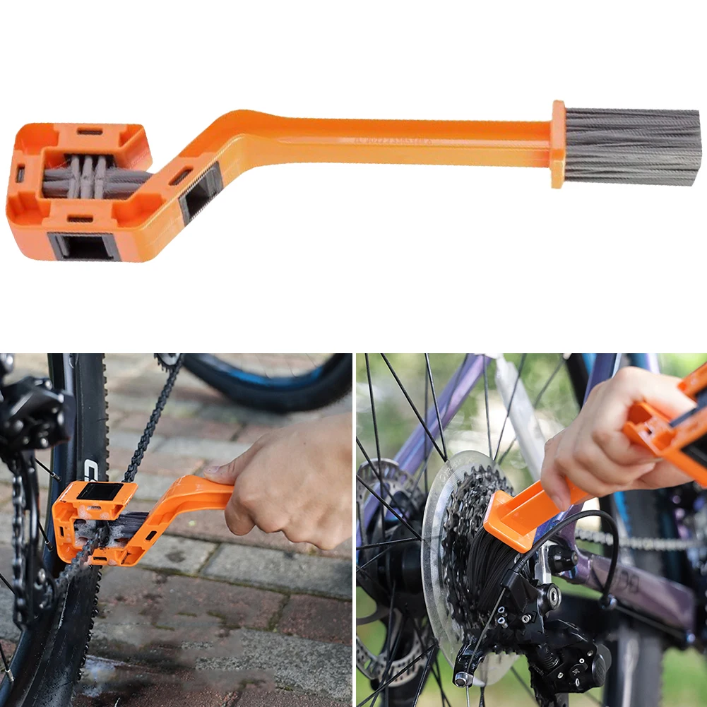 Spazzola per la pulizia della catena della bicicletta spazzola per la pulizia della catena della bici a doppia testa spazzola per la pulizia della catena portatile multifunzione per la bici del