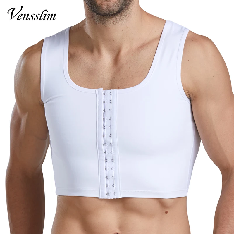 Männer Body Shaper Abnehmen Brust Push-Up Korsett Kompression Taille Trainer Gebäude Ärmellose Weste Richtige Haltung Haken Weste Image