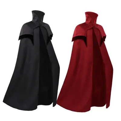 Cosplay Halloween Mittelalter Herren Steampunk Edler Gothic Langer Umhang Großer Saum Vampir Umhang Darcula Poncho Karneval Dress Up Party Image