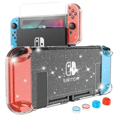 Switch-Hülle kompatibel mit Nintendo Switch, aufsteckbare PC-Schutzhülle für Nintendo Switch mit Displayschutzfolie
