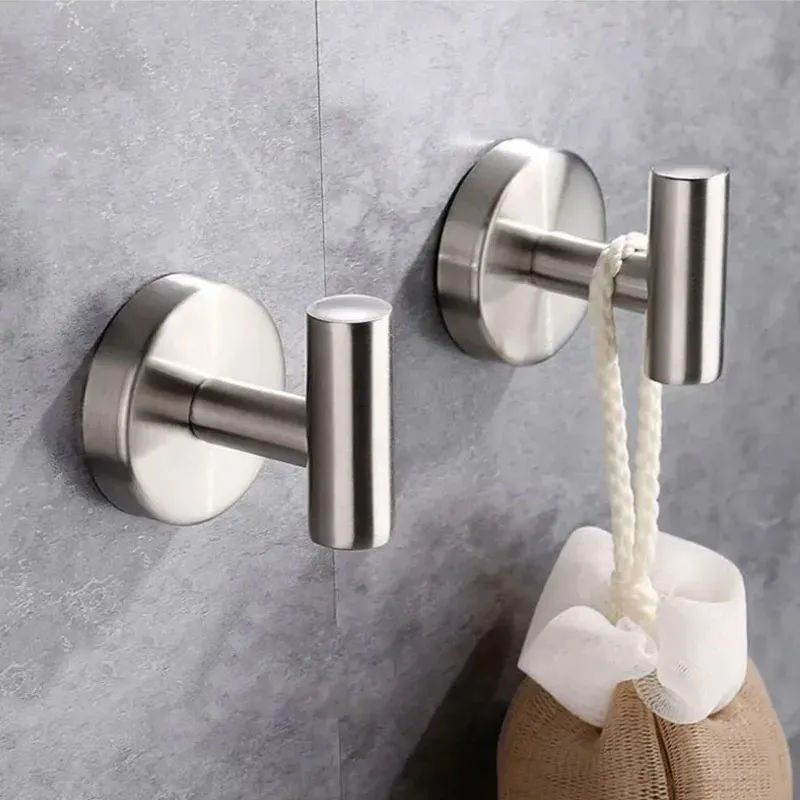 1/2 Stück Edelstahl-Kleiderhaken, selbstklebender Wandhaken, Handtuchhaken für Badezimmer, Küche, robuster Wandmontage-Haken, Küchen-Hardware