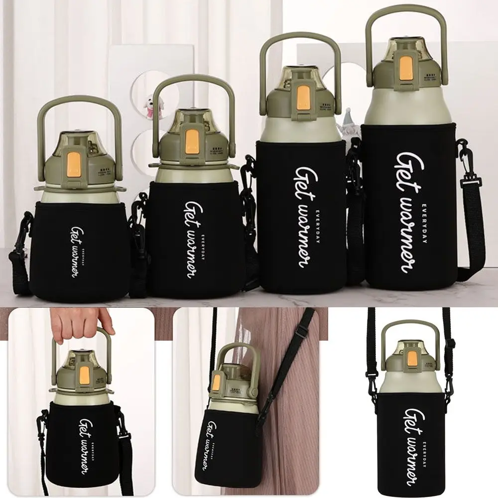 1 Stück Sport Wasser flasche Abdeckung Fall mit Schulter gurt tragbare Vakuum Glas Tasse Hülle Tasse Beutel Sport Camping Zubehör Image