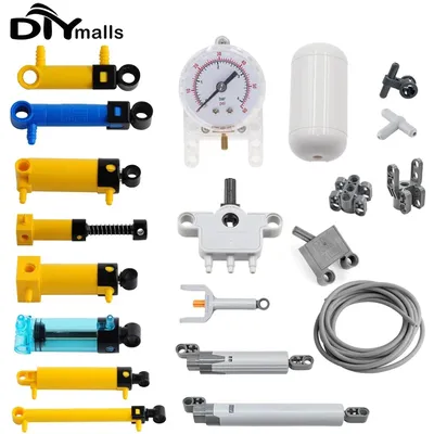 MOC Bricks Technische Teile Pneumatikpumpe Small V2 mit verstärktem Zylinderschlauch, Luftkraftsteine, kompatibel mit 8800 Blöcken Image