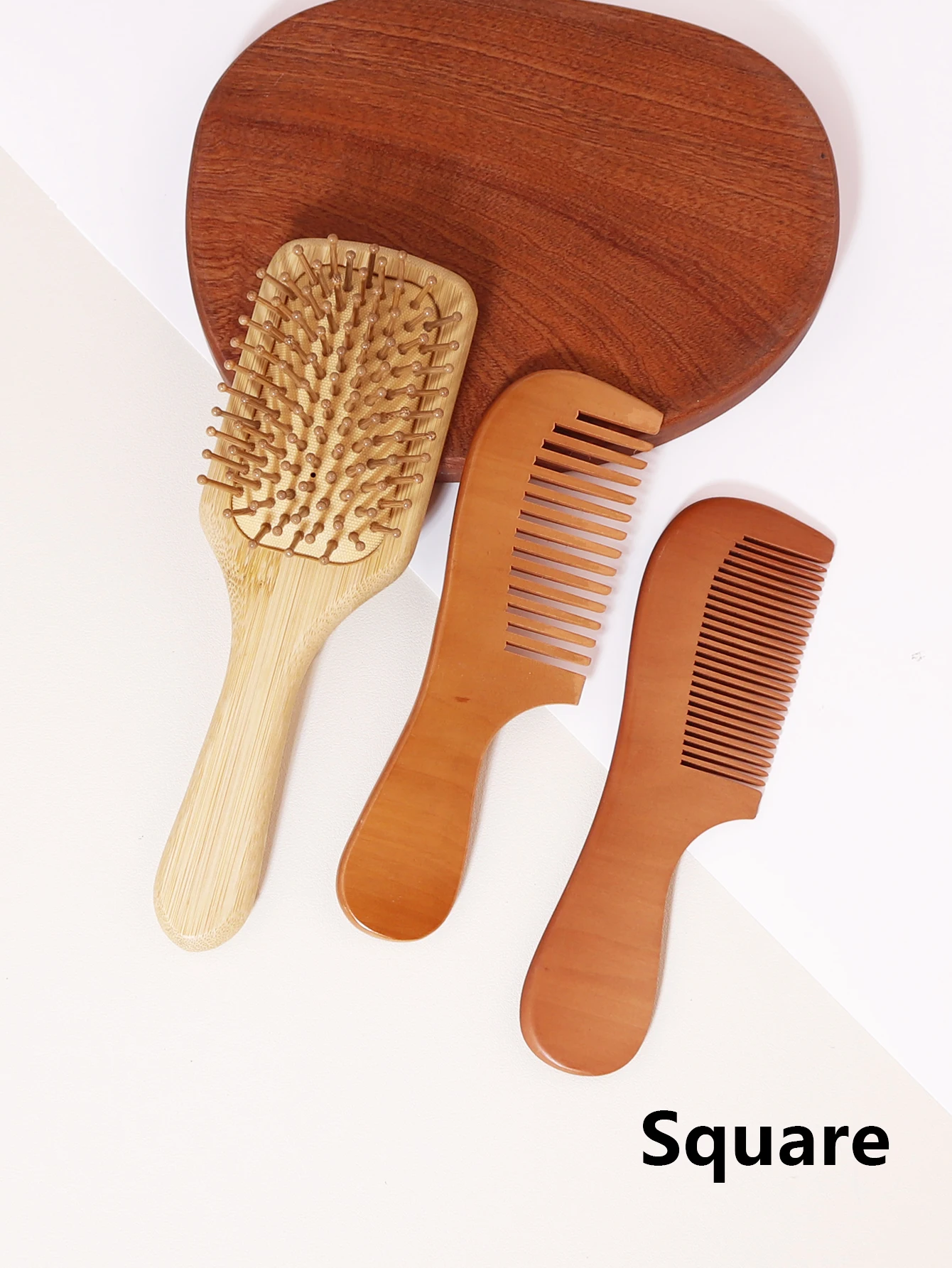 3-teilige Haarkämme im Holzdesign, antistatische Massage-Luftkissenkämme aus Holz, Haarkamm-Set aus Holz, speziell für Echthaarperücken Image
