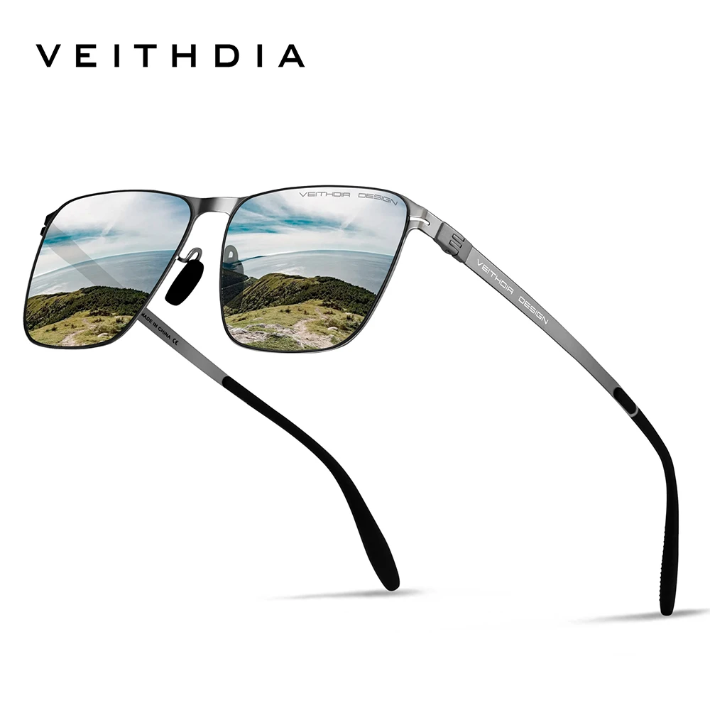 VEITHDIA Männer Sonnenbrille Angeln Polarisierte UV400 Nylon Objektiv Im Freien Fahren Brillen Edelstahl Sonnenbrille Für Männliche 8210 Image