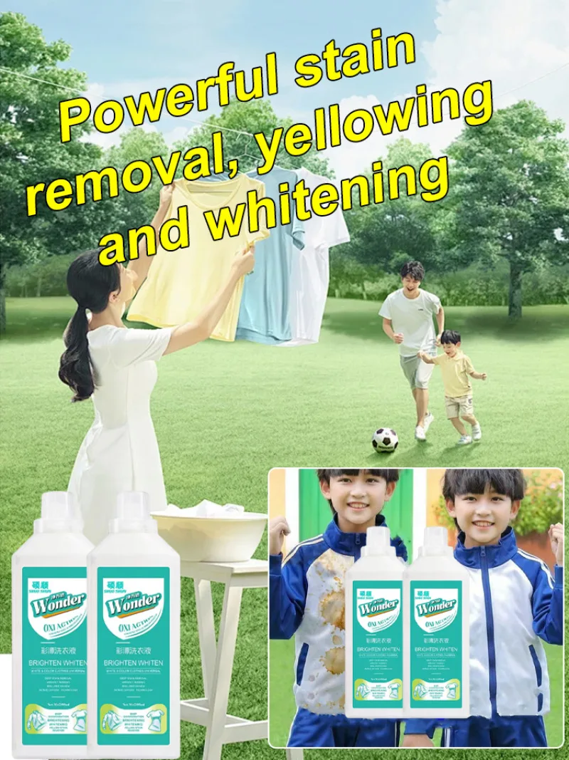 Multifunktionale Reinigungsflüssigkeit, Fleckenentfernung, gelbe Farbe, Bleichmittel, sauerstoffreiche Wäsche Image