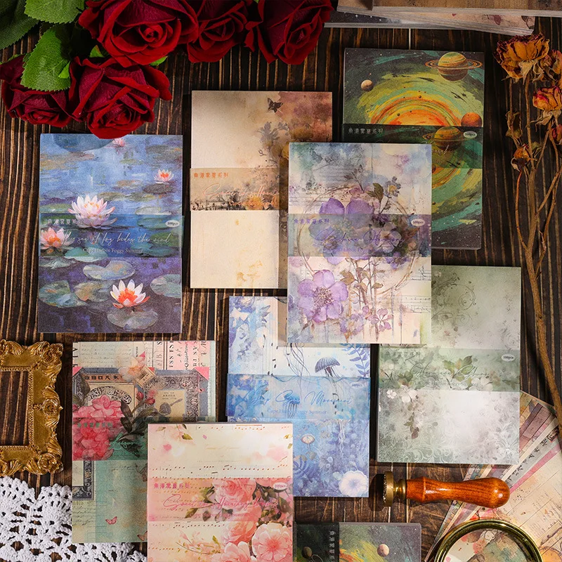 100 stücke Vintage Blumen Muster Material Papier DIY Dekoration Sammelalbum Hintergrund papier für Junk Journal Bastel papier Image