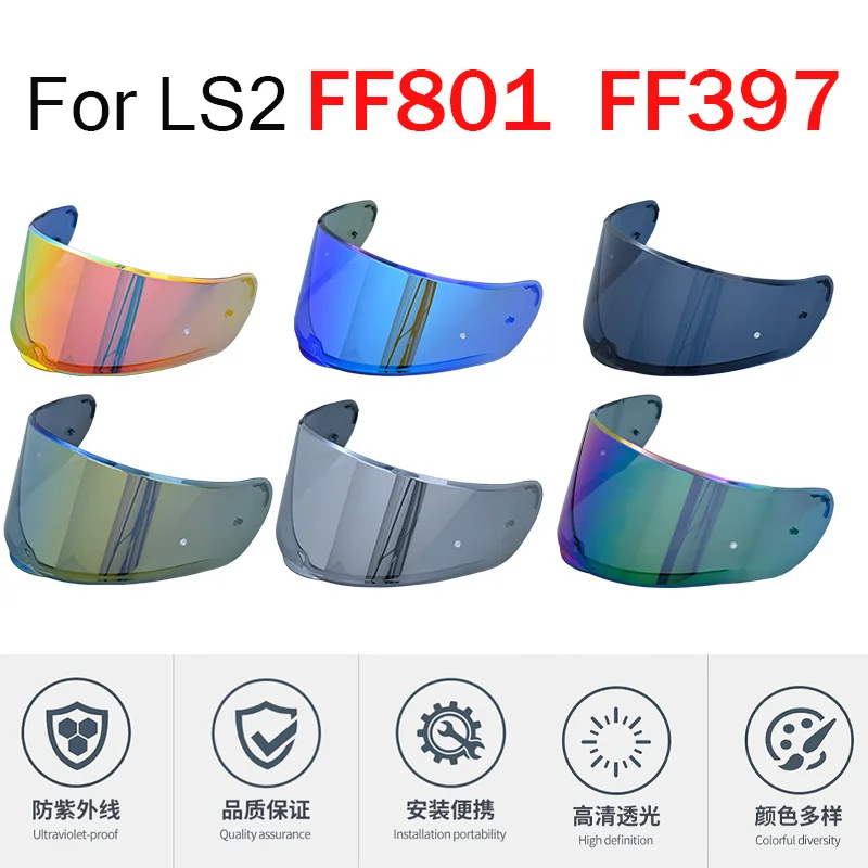 Für LS2 FF397 FF801 Motorradhelm-Visier, klarer dunkler Rauch, mehrfarbiges silbernes Schildvisier, geeignet für Ls2 VECTOR Helme Len Image
