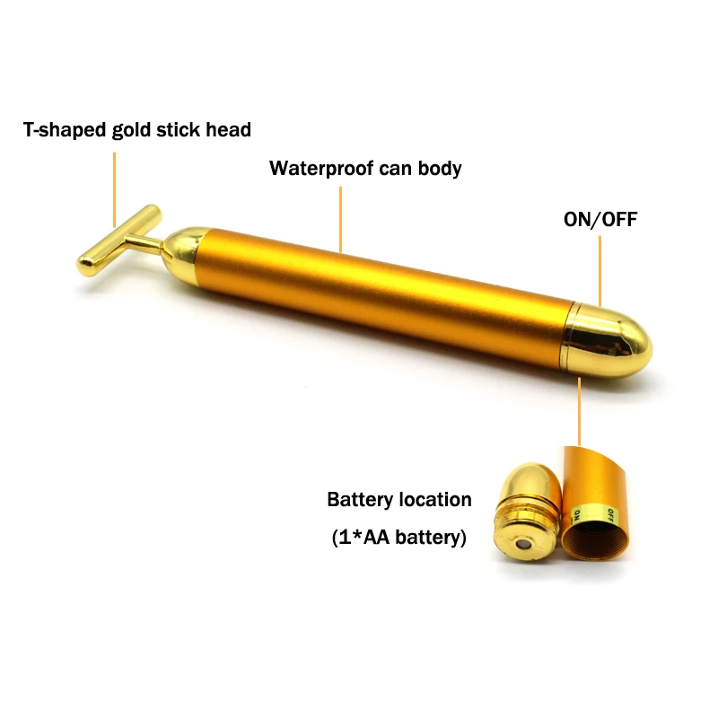 Gold Vibration Gesichts Lift Hautstraffung Falten Stick Schönheit Bar Pulse Straffende Gesichts Roller Massagegerät Abnehmen Gesicht Image