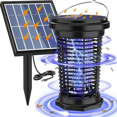 5,5 w Solar Bug Zapper USB-Aufladung Moskito-Killer-Lampe mit UV-Licht, 4500V elektrische Fliegen fallen Insekten-Zapper für Garten camping
