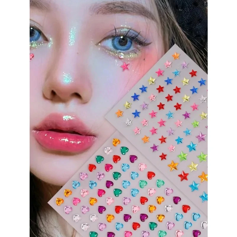 1 Packung y2k Augen-und Gesichts dekorations aufkleber drei dimensionales fünfzackiges sternförmiges DIY-Musik festival mit mehreren Spezifikationen Image