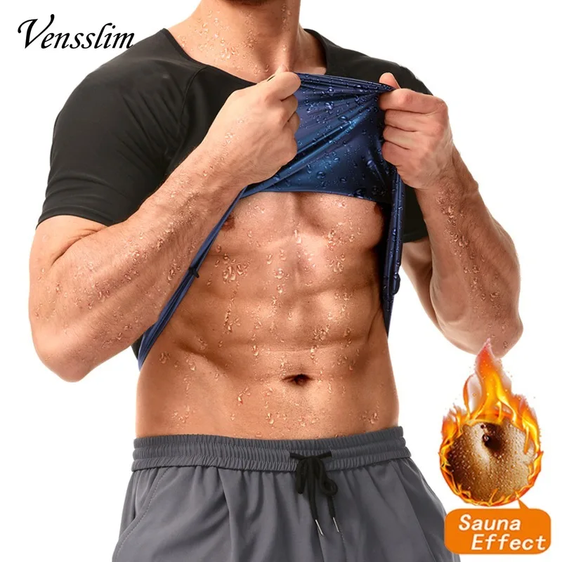 Herren Kompressionsshirt Abnehmen Body Shaper Taille Trainer Workout Bauch Bauch Unterhemden Schweiß Sauna Shapewear Thermo Korsett Image