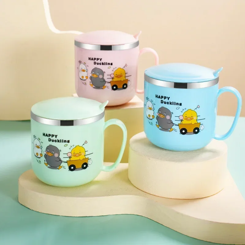 Baby Cartoon Kaninchen Wasser Tasse Kinder Trinkwasser Stroh Tasse Outdoor Schule tragbare Edelstahl Trinkwasser Tasse Image