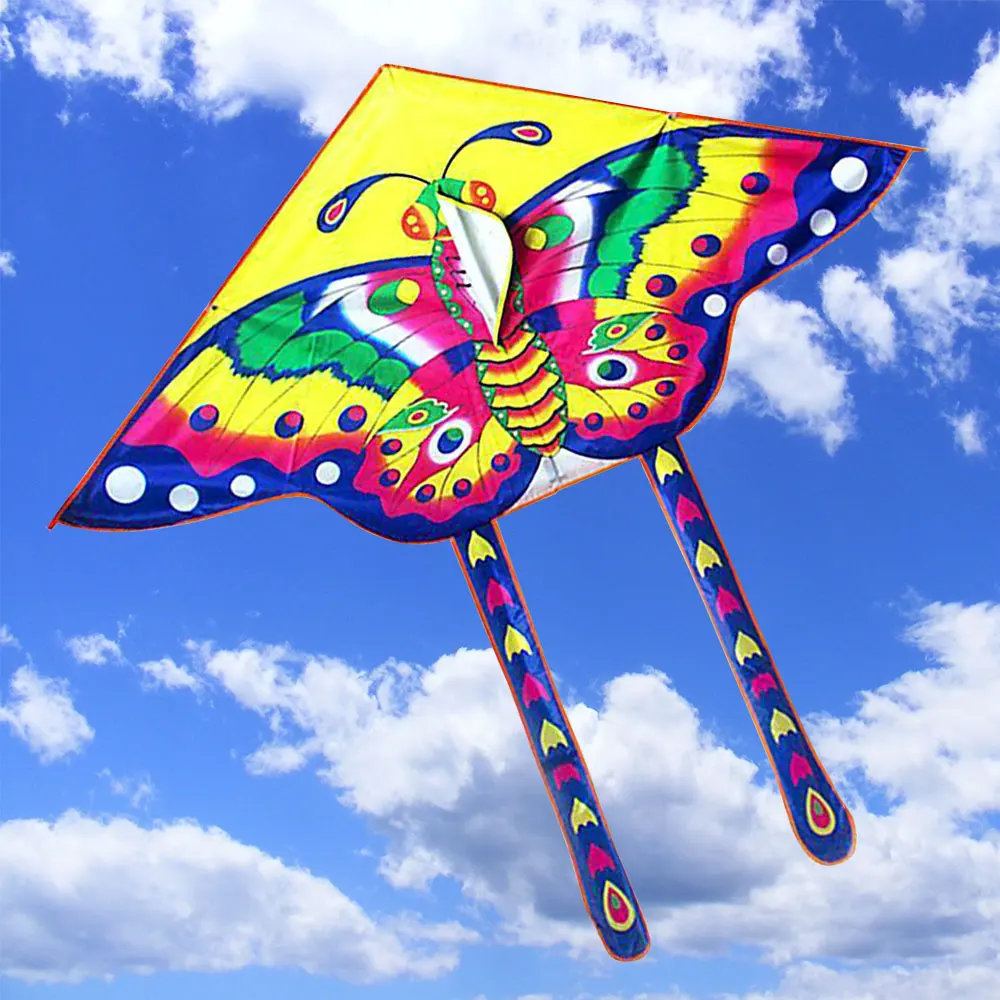 Schmetterlings-Flugdrachen, Schmetterlings-Dreiecksdrachen, buntes Schmetterlingsdrachen-Spielzeug, Outdoor-Sport, Schmetterlings-Flugdrachen mit 15 m Drachen Image