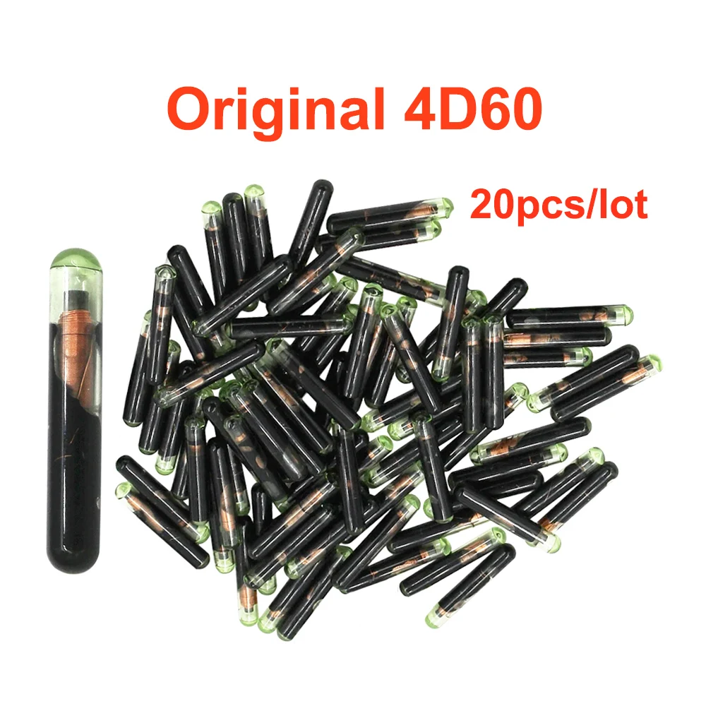 20 stücke original 4 d60 80bit glas chip t32 auto fernbedienung schlüssel chips leer transponder chip id60 großer glas chip Image