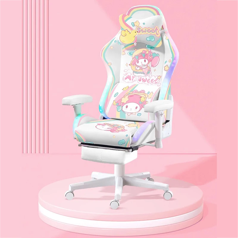 Neue Upgrads verstellbarer Lift Gaming Stuhl niedlichen Anime-Druck mit LED-Licht Home Computer Bürostuhl Anker Live Gamer Stuhl