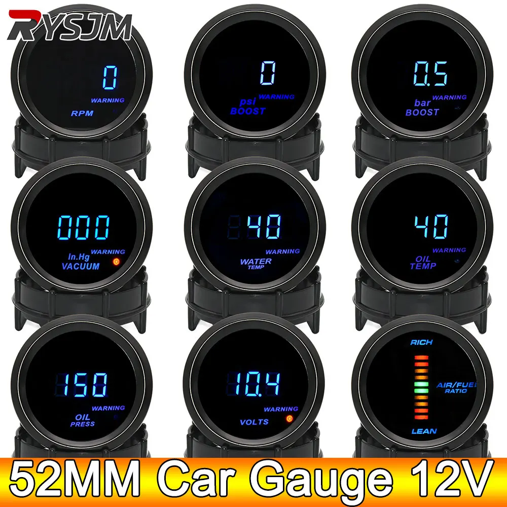 AD Digital Turbo Boost Gauge BAR PSI 52mm Auto Misuratore di temperatura dell'acqua Temp dell'olio Manometro dell'olio Voltmetro Contagiri EGT Gauge Holder