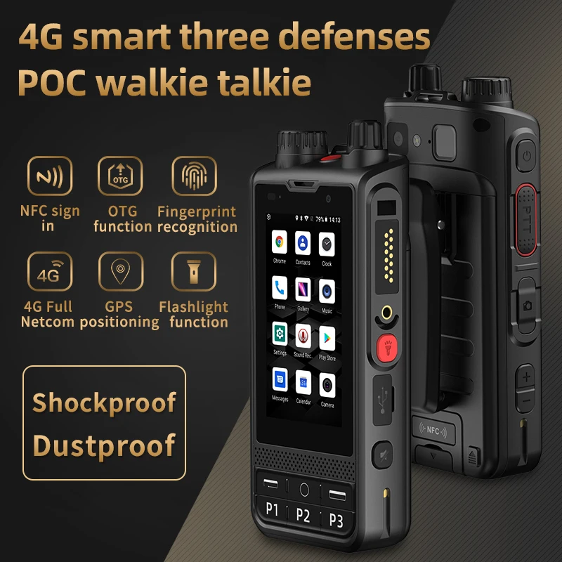 ANYSECU W6 4G Radio di rete Android 8.1 Sblocca LTE/WCDMA/GSM POC Radio 4200mAh Walkie Talkie Funziona con vero PTT Zello con WIFI