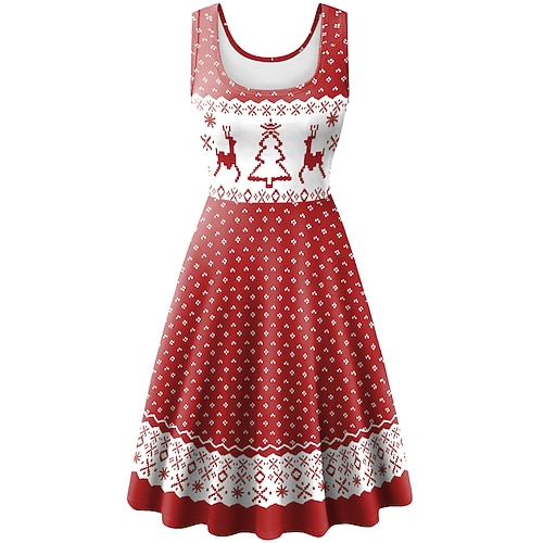 Robe De Noël Fantaisie père Noël Mrs. Claus Années 1950 pour Femmes Adulte Noël Mascarade la veille de Noël Soirée Noël Robe