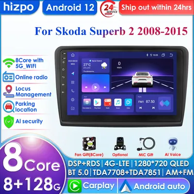 Carplay 4G 10.1'' AI System 2 Din Android Car Multimedia Player for Skoda Superb 2 2008-2015