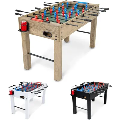 48 Inch Game Room Size Foosball Table - Includes 4 Balls and 2 Cup Holders – Black, Oak, or White