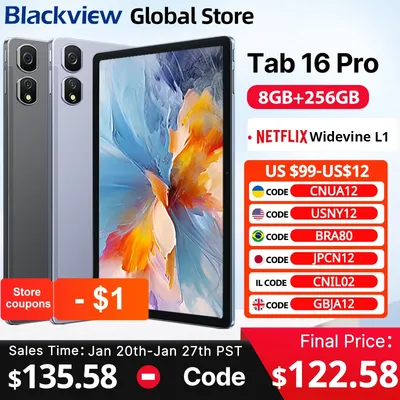 Blackview Tab 16 Pro Tablet 8GB+256GB 11'' FHD+ Display 7700mAh Battery Android 14 Widevine L1