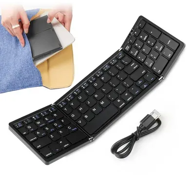 Folding Portable Keyboard Tri-Folding Multi-Device Keyboard Multi-System Keyboard For Multi-language