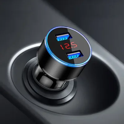 5V 3.1A Dual USB Car Charger for iPhone Android Mobile Phone LCD Display Fast Charger for Iphone 12