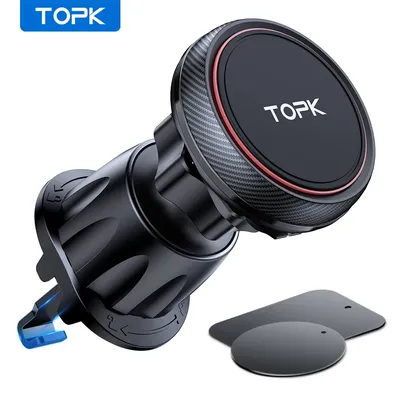 TOPK Magnetic Car Phone Holder Stand Magnet Cell Mobile Support Mount GPS Bracket in Car For iPhone